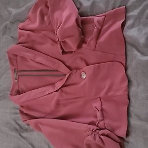 Crop 3/4 Sleeve Maroon Blazer